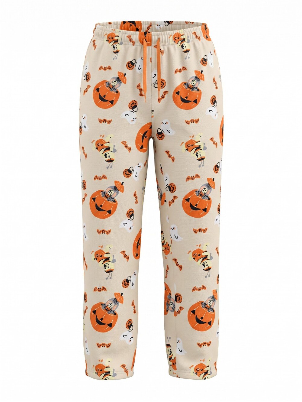 Disney Halloween Pumpkin & Ghost Women's Pajama Pants Orange/White Pooh Eyeore L